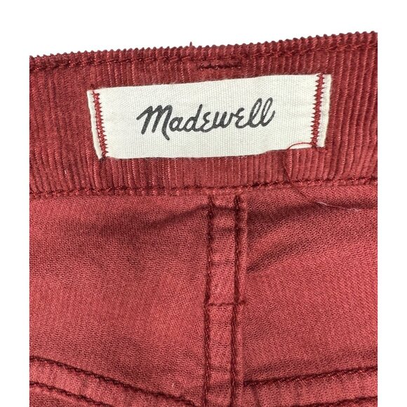 Madewell Cali Demi-Boot Corduroy Pants 26 Rust Red High-Rise Button Fly Flare - Picture 6 of 16